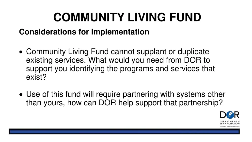 community living fund considerations 1