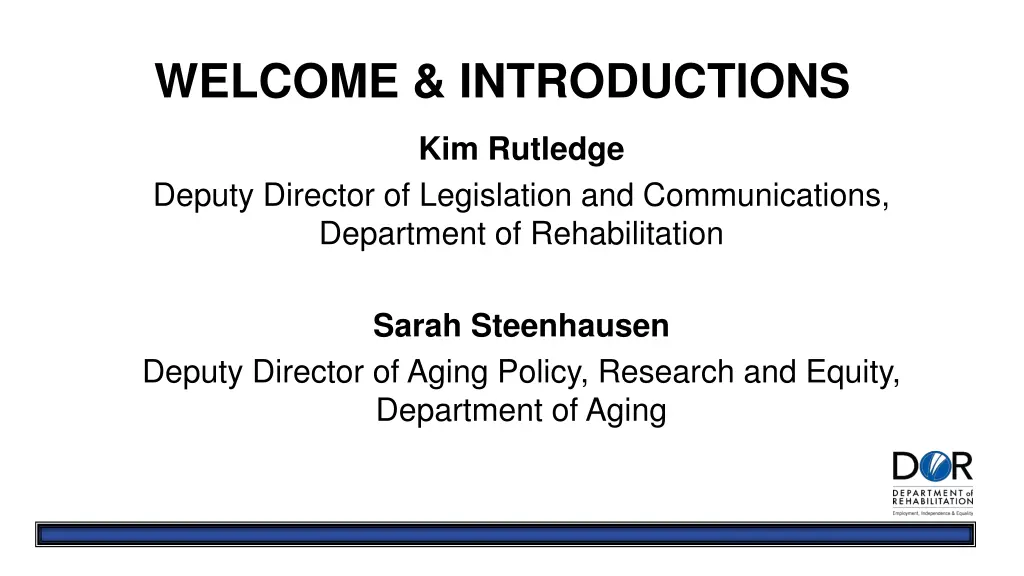 welcome introductions