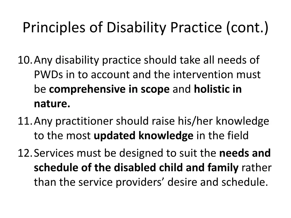 principles of disability practice cont 2