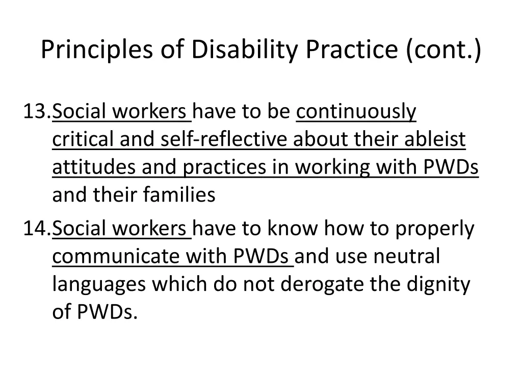 principles of disability practice cont 3