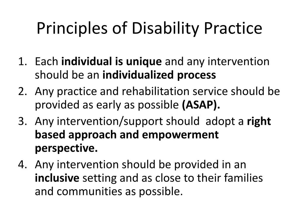 principles of disability practice