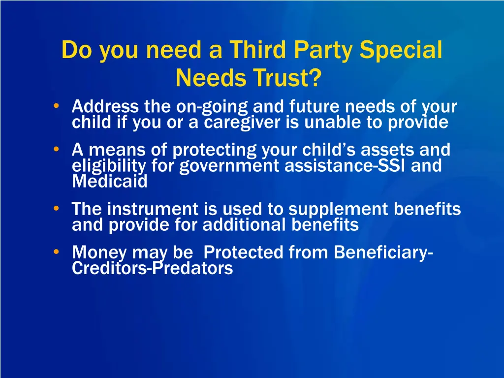 do you need a third party special needs trust
