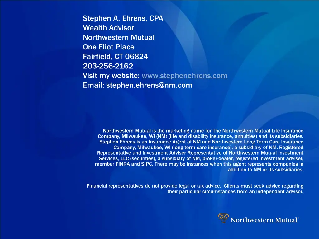 stephen a ehrens cpa wealth advisor northwestern