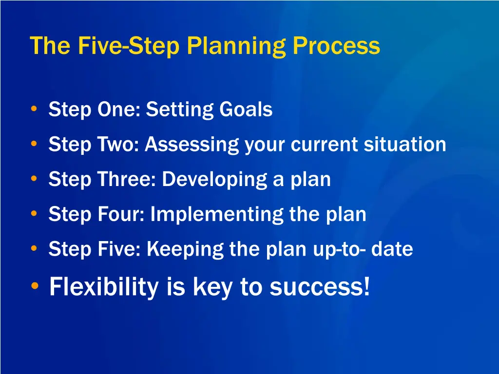 the five step planning process