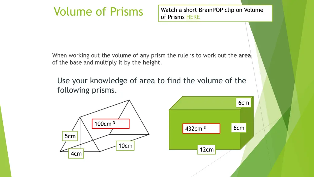 volume of prisms