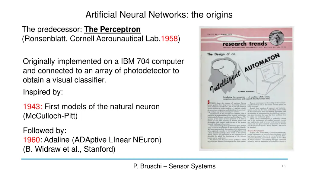 artificial neural networks the origins