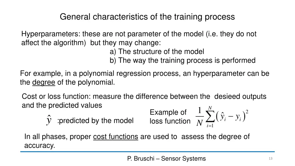 general characteristics of the training process