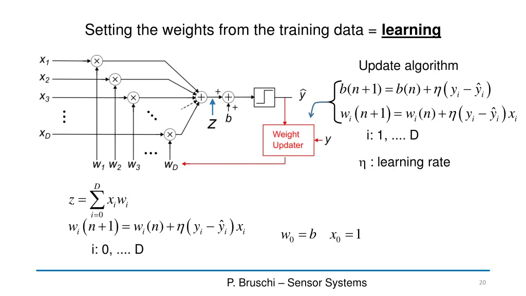 setting the weights from the training data