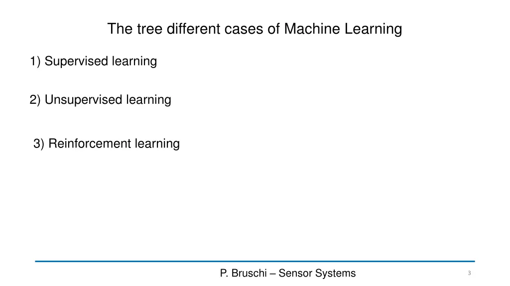 the tree different cases of machine learning