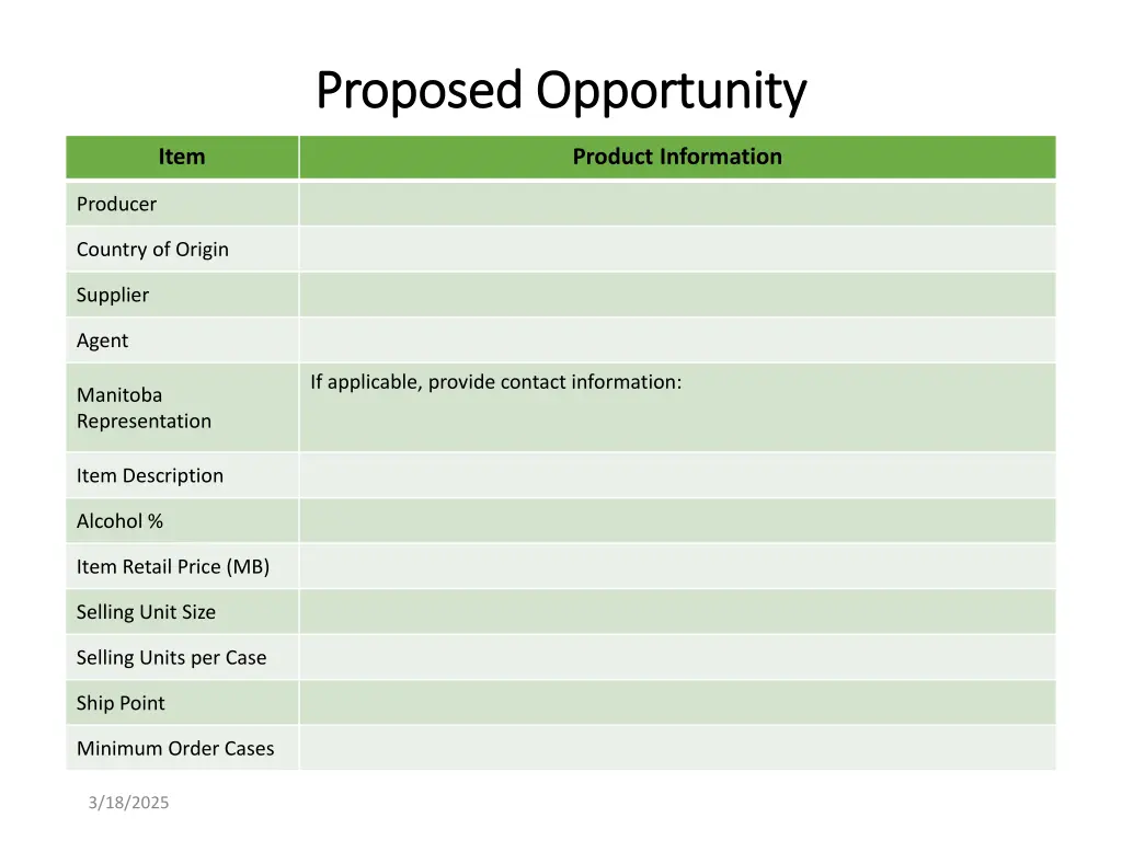 proposed opportunity proposed opportunity