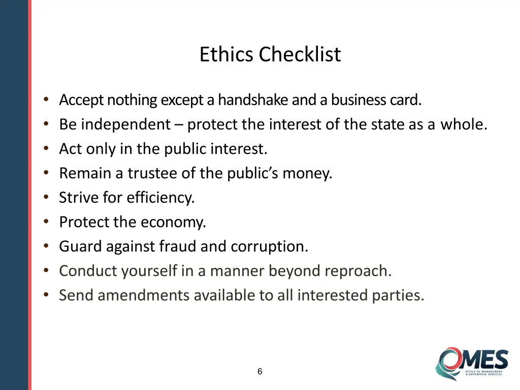 ethics checklist
