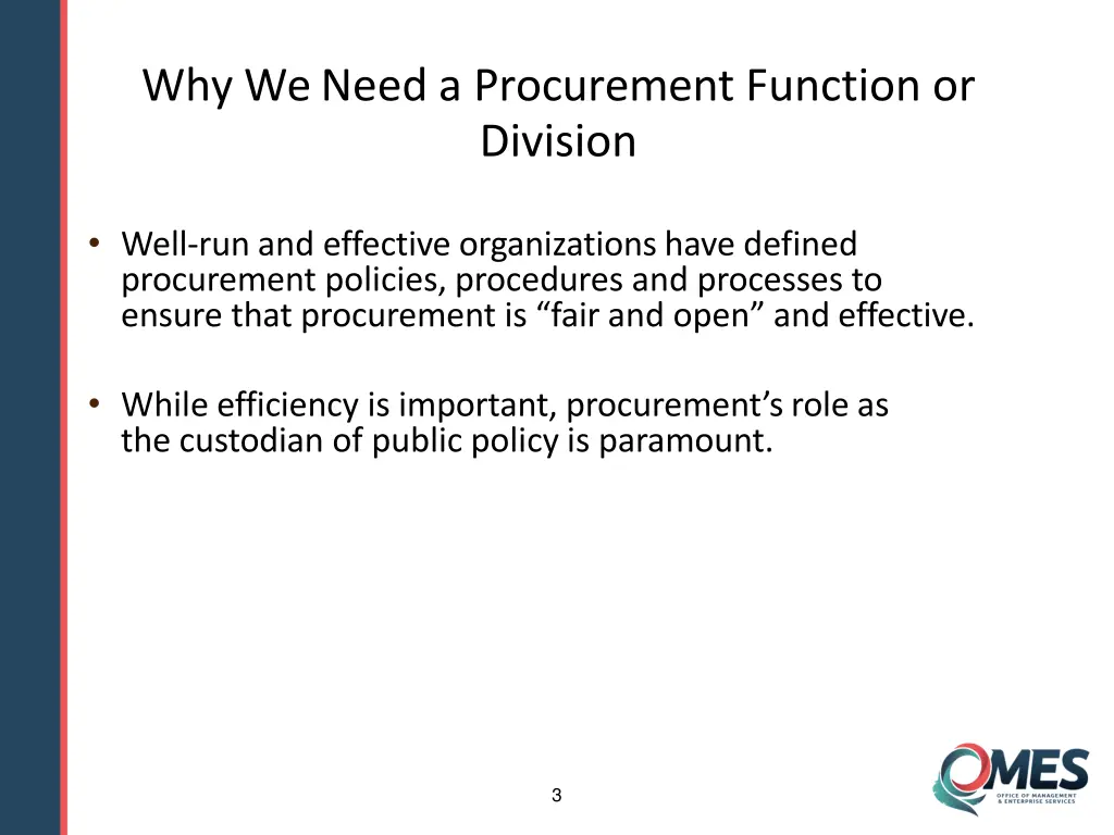 why we need a procurement function or division