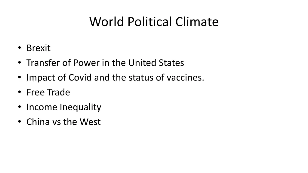 world political climate