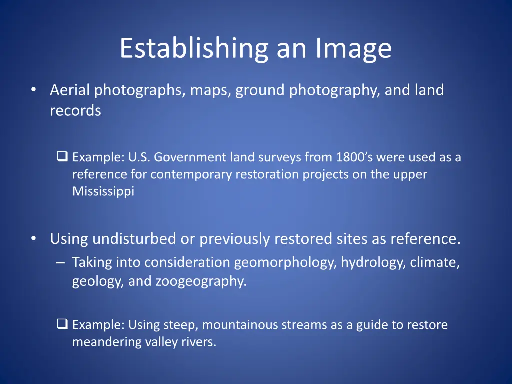 establishing an image