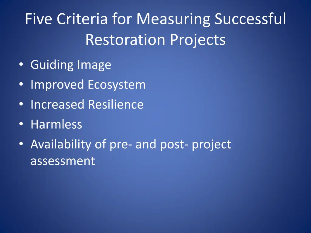 five criteria for measuring successful