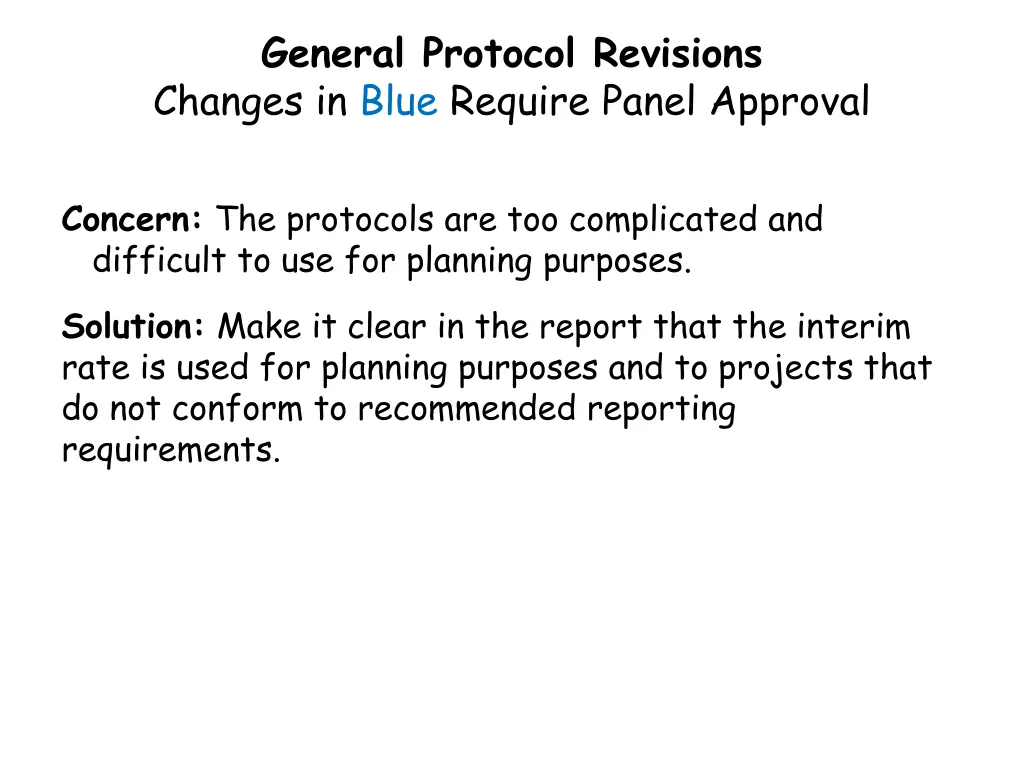general protocol revisions changes in blue