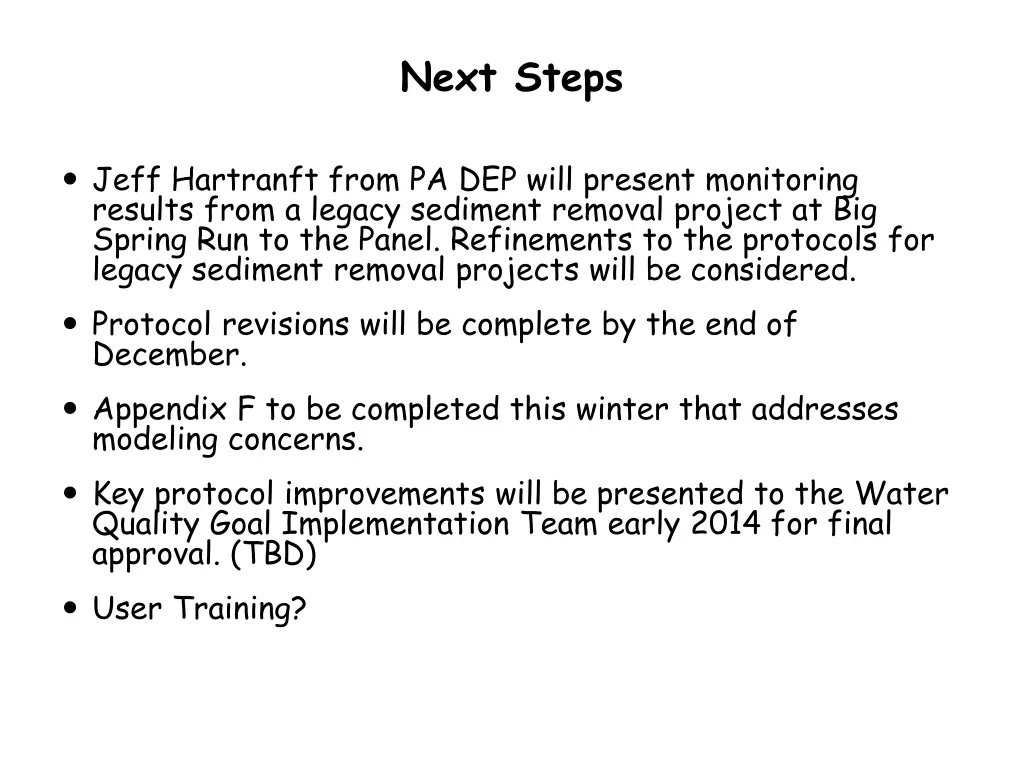 next steps