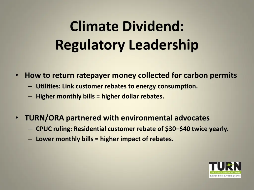 climate dividend regulatory leadership