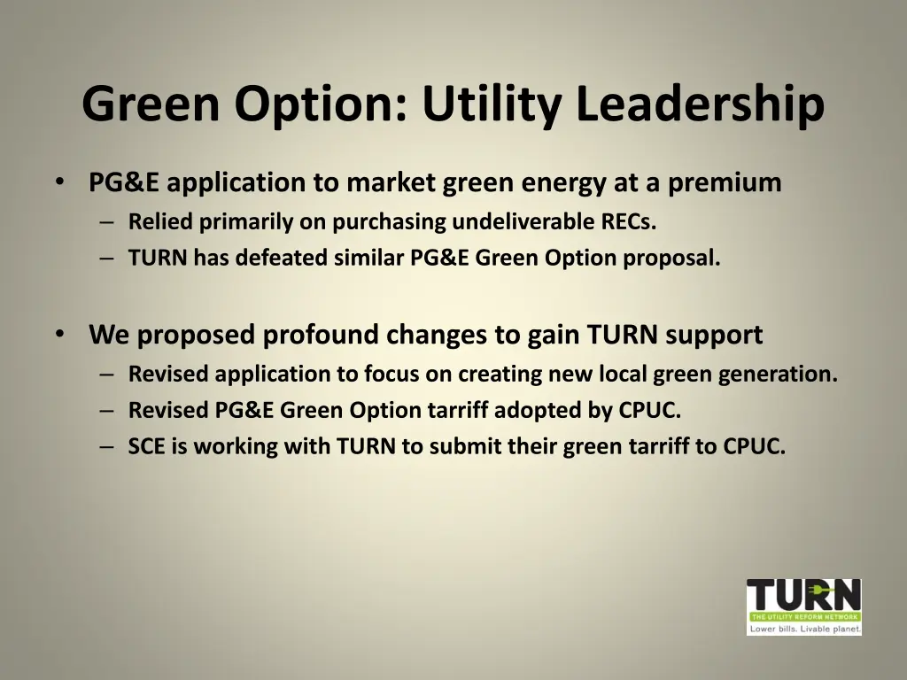 green option utility leadership