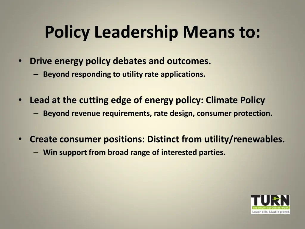 policy leadership means to