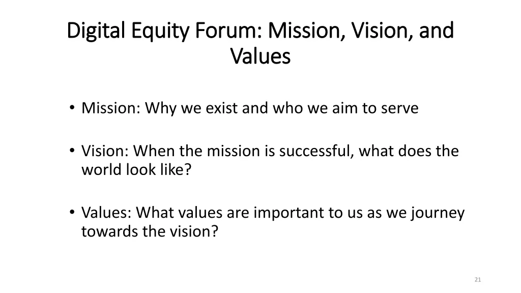 digital equity forum mission vision and digital
