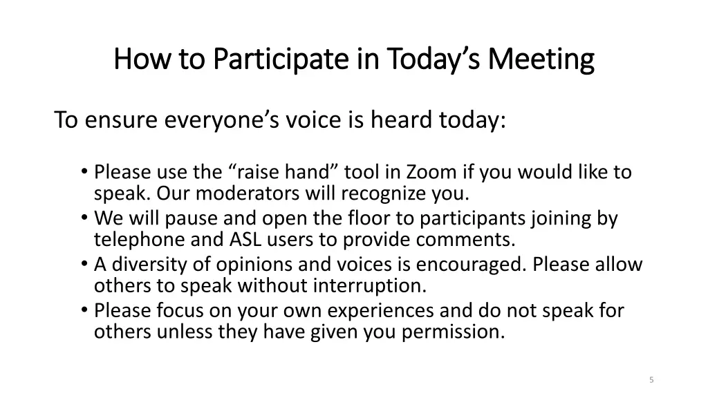 how to participate in today s meeting