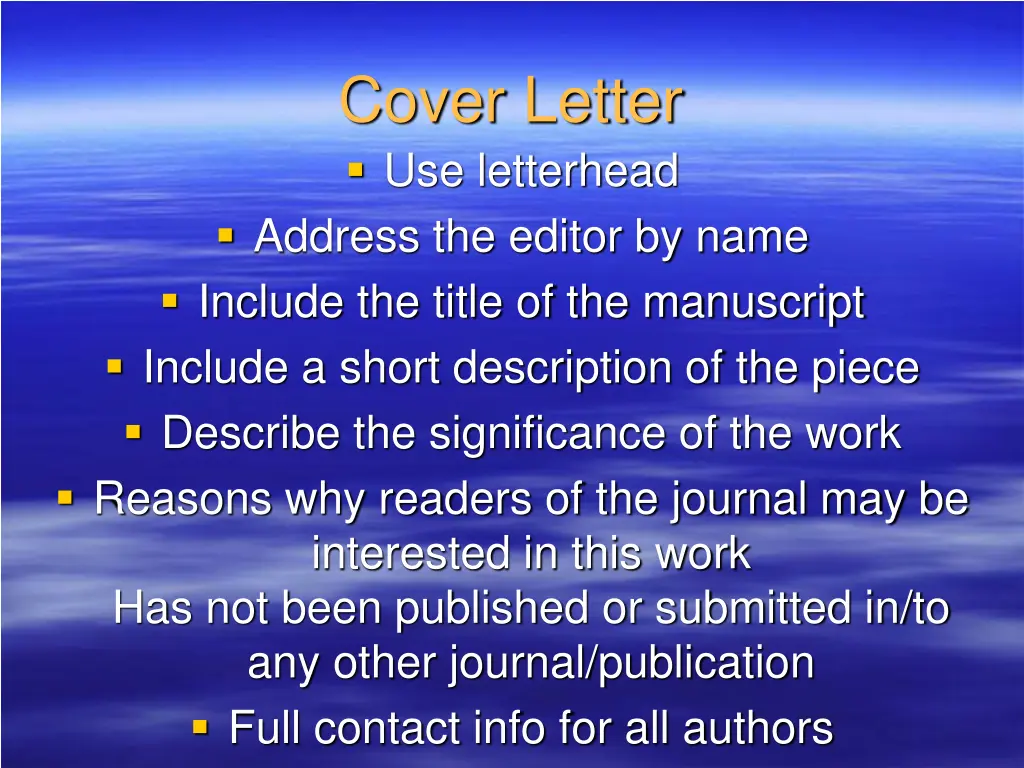 cover letter use letterhead address the editor