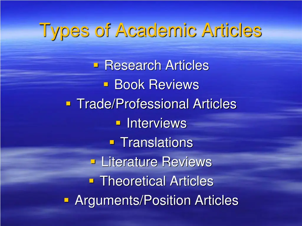 types of academic articles