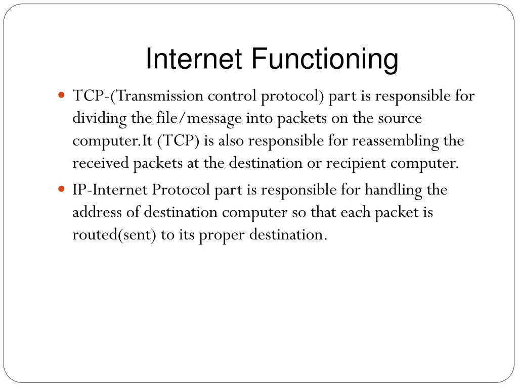 internet functioning