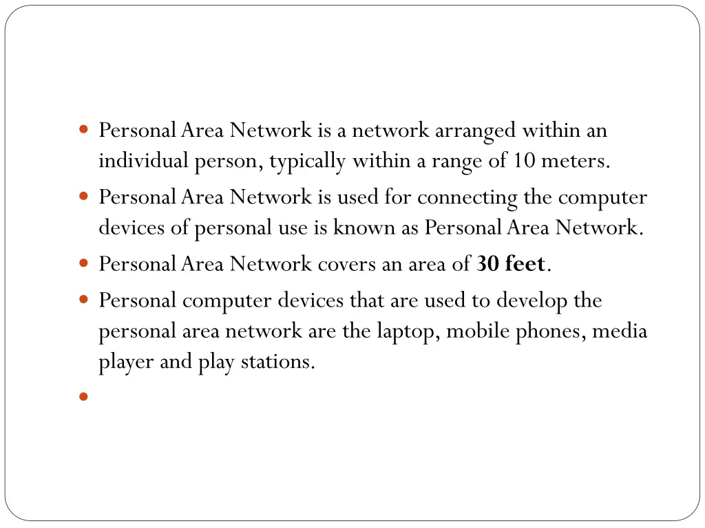 personal area network is a network arranged