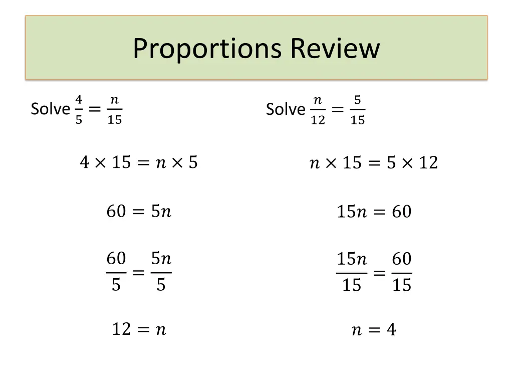 proportions review
