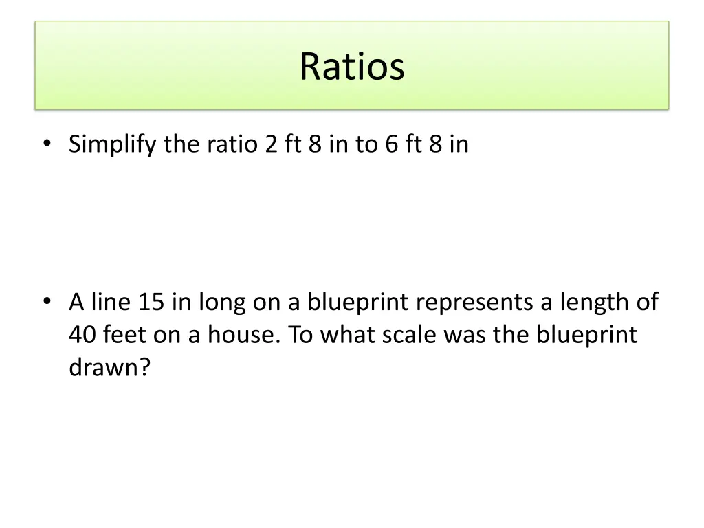 ratios 1
