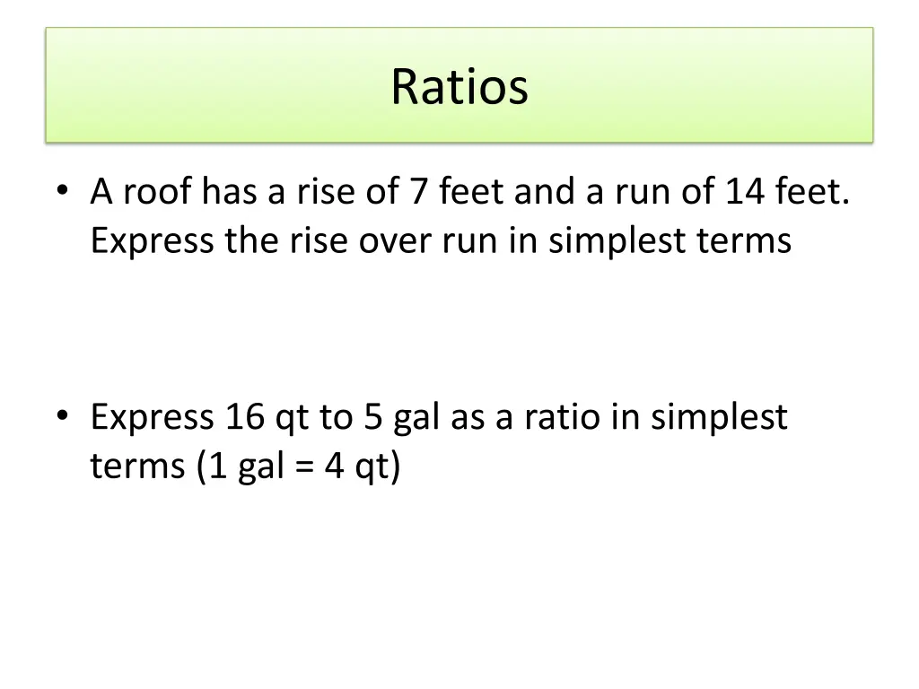 ratios