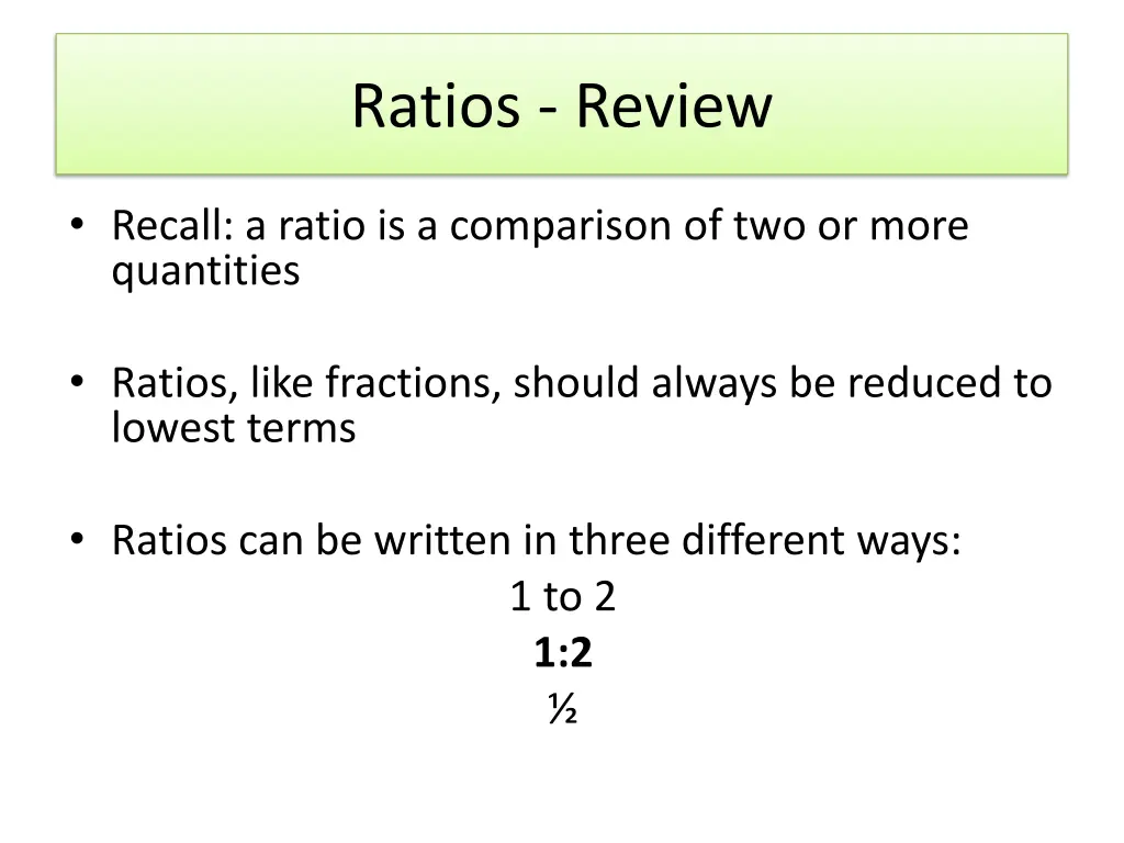 ratios review
