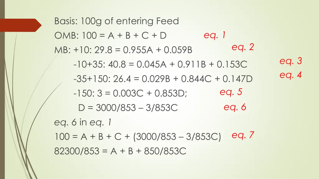 basis 100g of entering feed