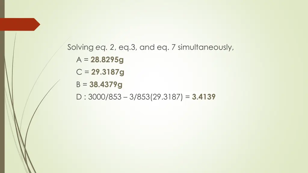 solving eq 2 eq 3 and eq 7 simultaneously
