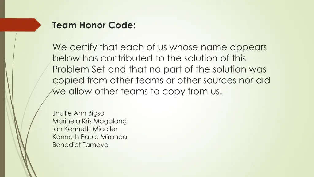 team honor code