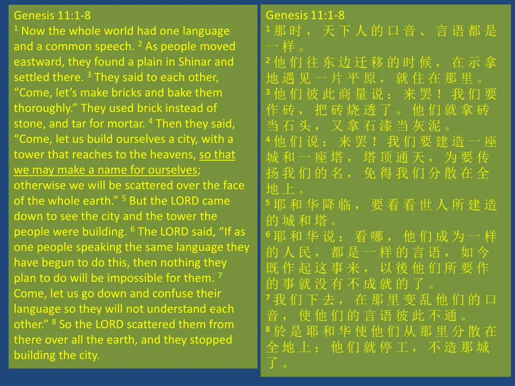 genesis 11 1 8 1 now the whole world
