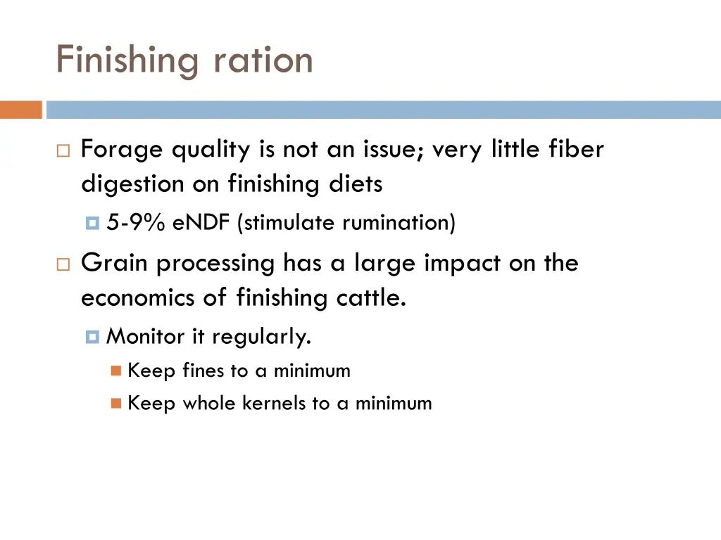 finishing ration