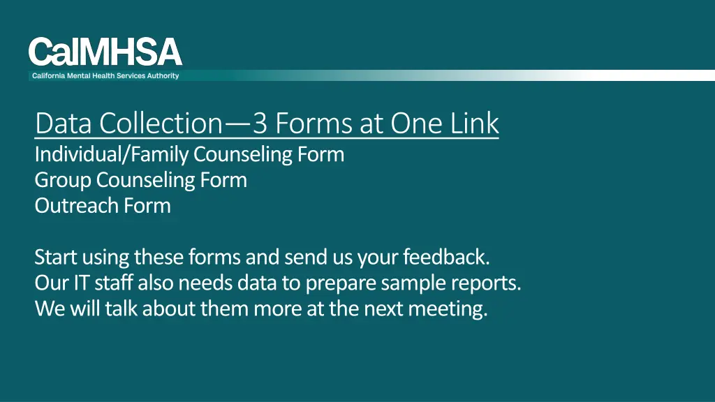 data collection 3 forms at one link individual