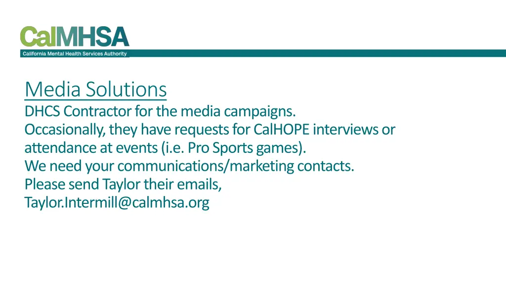 media solutions dhcs contractor for the media