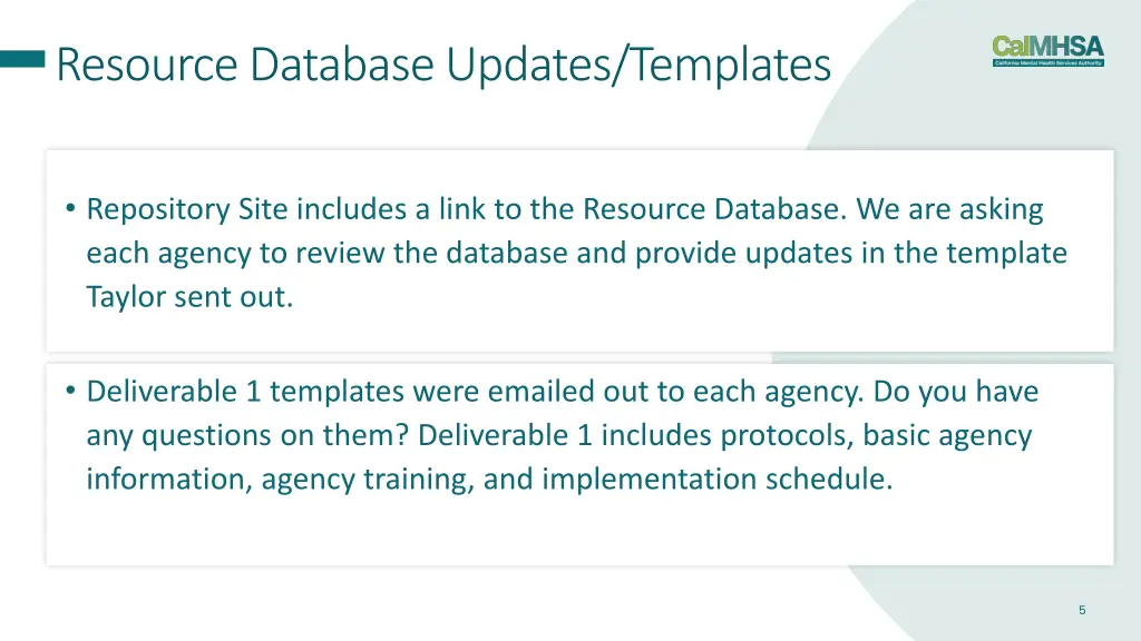 resource database updates templates