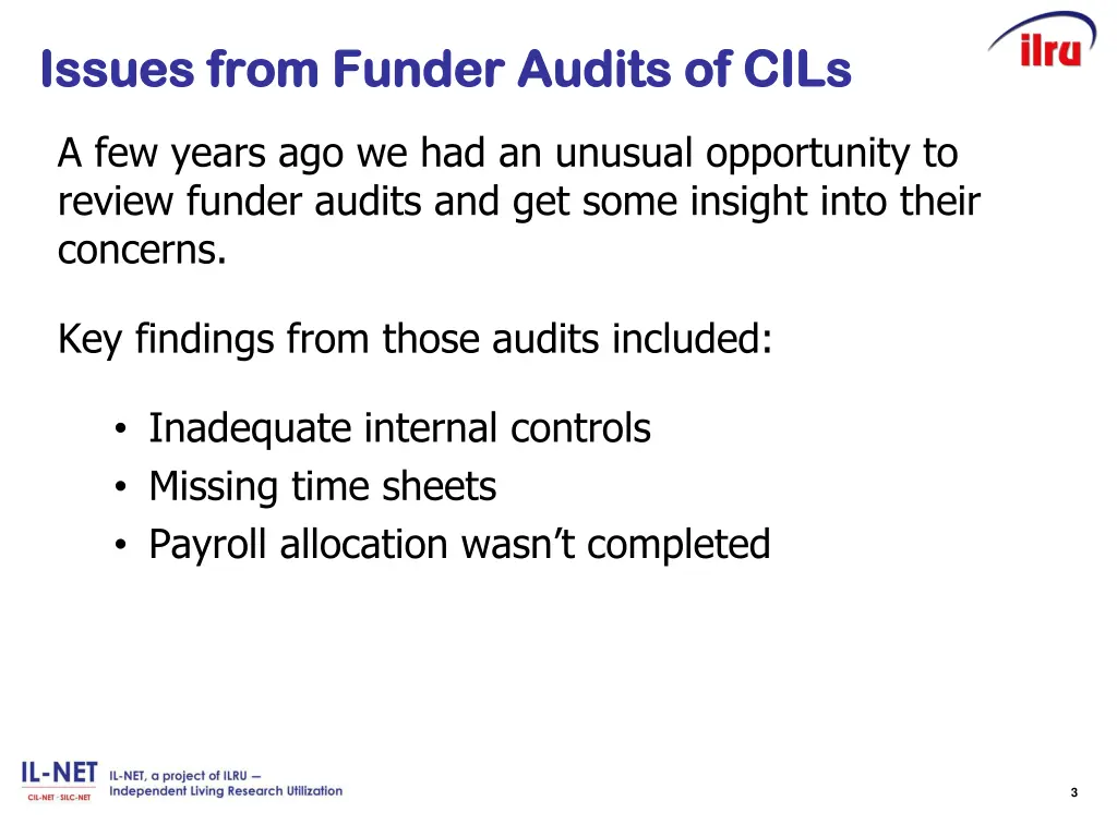 issues from issues from funder