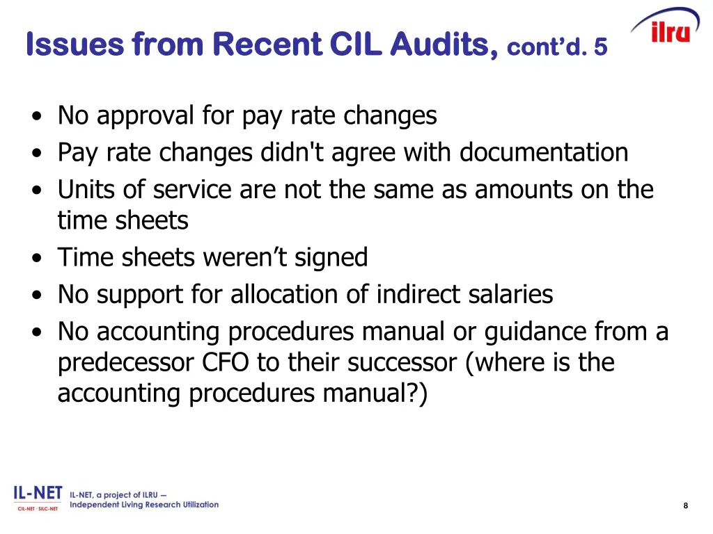 issues from issues from recent cil audits recent 3