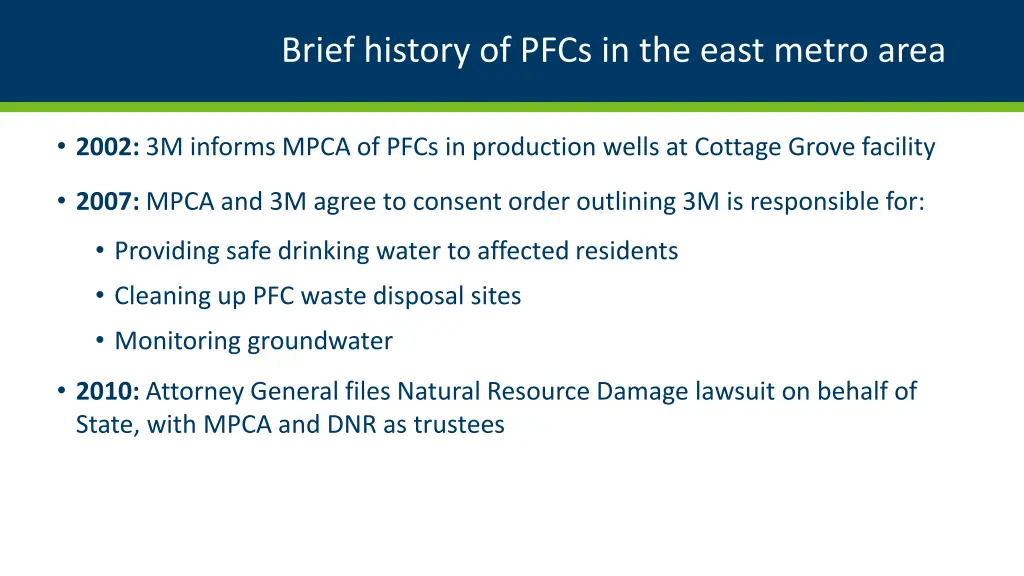 brief history of pfcs in the east metro area