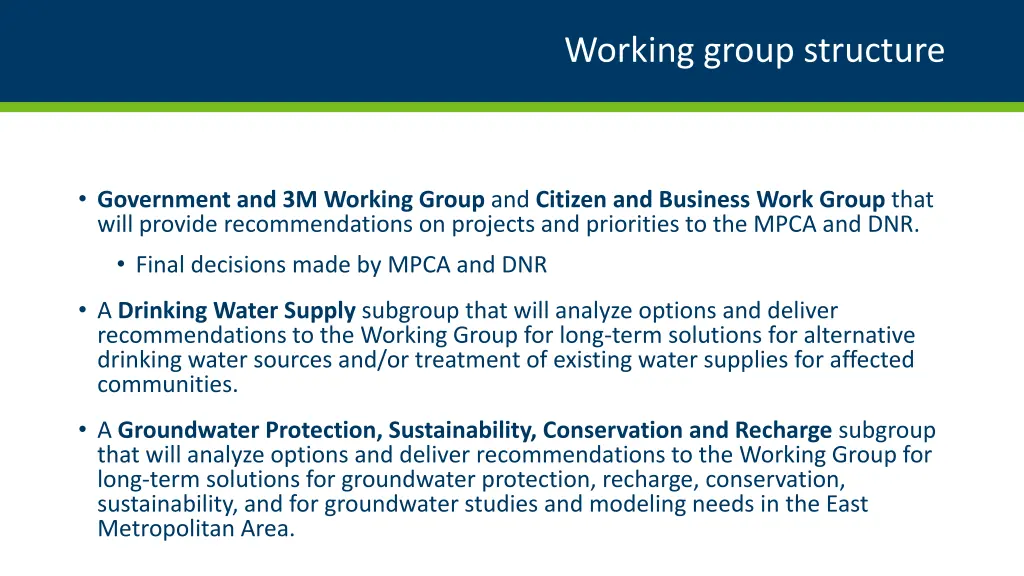 working group structure
