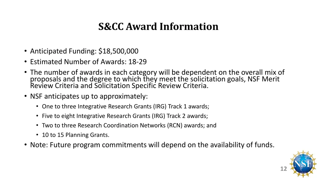 s cc award information