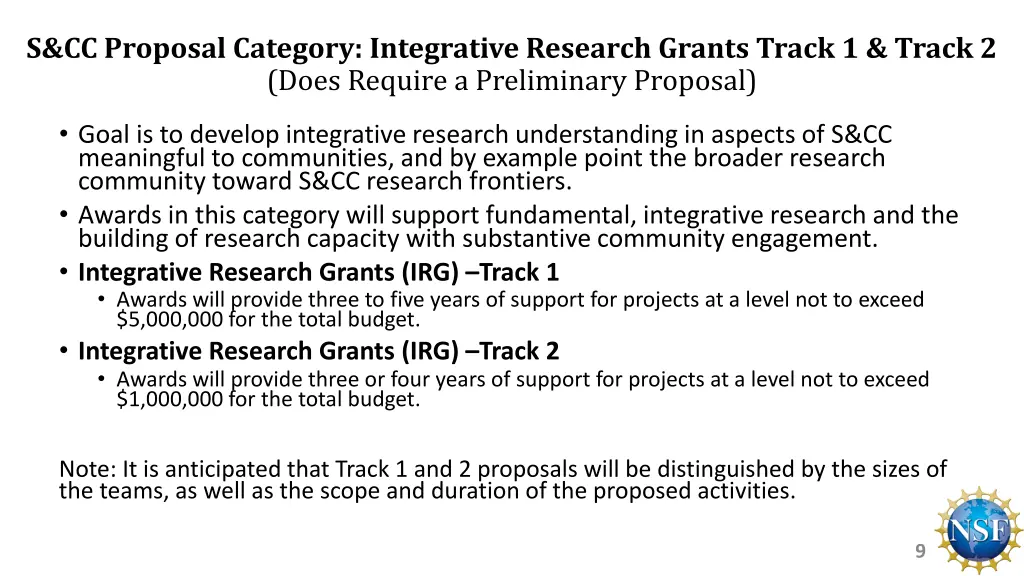 s cc proposal category integrative research