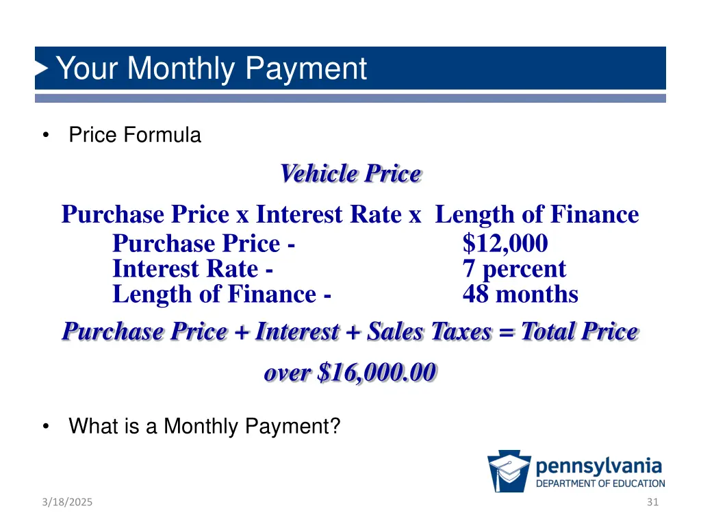 your monthly payment