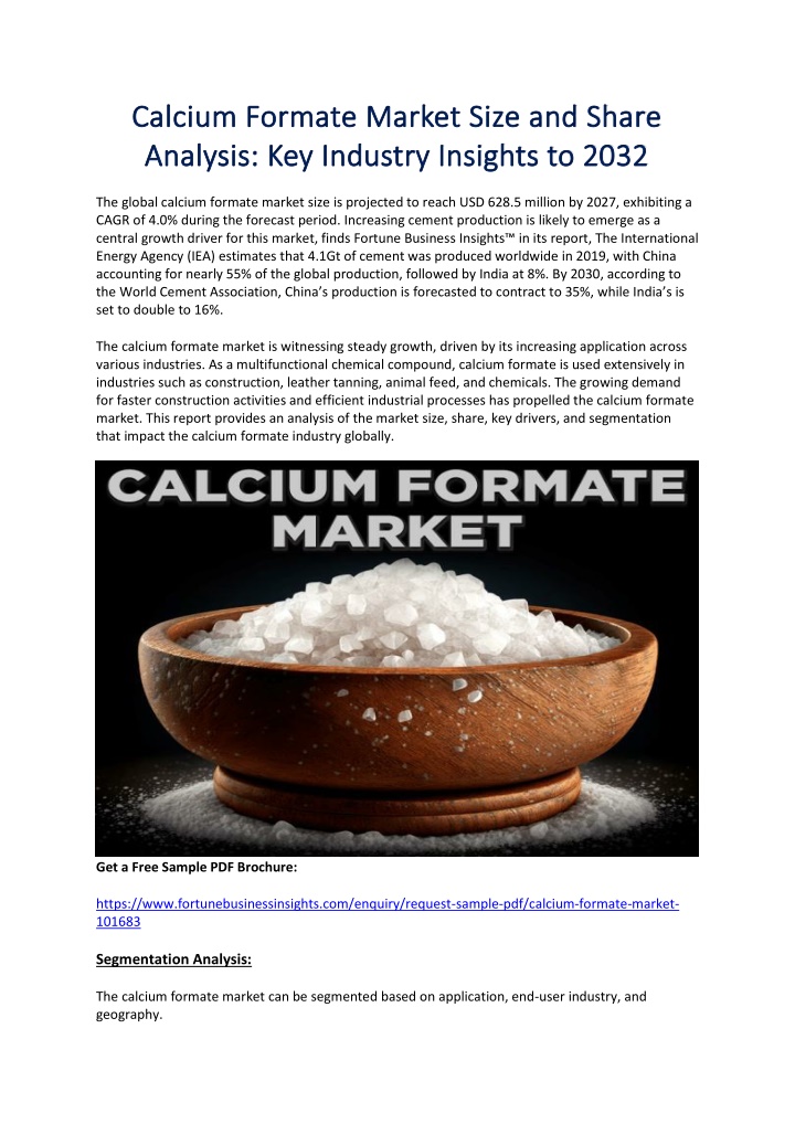 calcium formate market size and share calcium